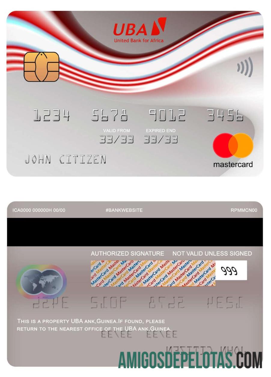 Guiné UBA Bank Mastercard exemplo